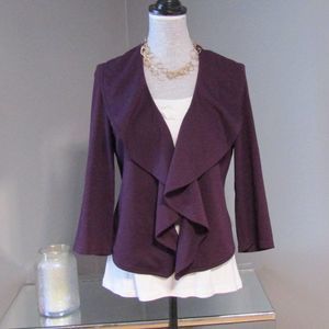 Calvin Klein Plum Purple Flyaway Open Front Blazer
